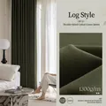 Deep green double-sided cotton linen blackout curtain with thick textured fabric - Bulk Fabric (Over 60m) / Per Meter Unprocessed / Forest Reindeer