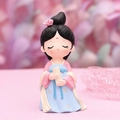 Pink and blue resin lady figurine in ancient Chinese style holding a book - Medium Reading (1003-5B)