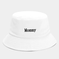 Cappello a secchiello in cotone bianco con ricamo Mommy nero minimalista su sfondo bianco - M(56-58cm) / Mamma / Bianco