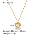 Detail of gold heart pendant with dimensions 12mm and chain length 400mm specifications - 18K Gold / Mother of Pearl Heart Style (HF-X2300)
