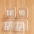 Transparent acrylic wall power strip holder with double adhesive buckle hooks - 10 Pairs Set (5 Single + 5 Double Buckles)