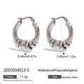 Silver stainless steel hoop earrings with movable rings and detailed sizing specifications - JDE0304013-S / Silver