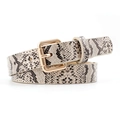 Cintura sottile da donna con motivo a serpente e fibbia in metallo dorato lucido trendy - Snake Print / Beige