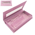 Scatola rettangolare rosa glitterata per ciglia finte con vassoio interno trasparente - Glitter Rosa