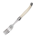 Forchetta in acciaio inossidabile con manico in plastica ABS bianco crema e rivetti - Forchetta da Cena Singola / crema