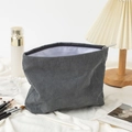Gray corduroy cosmetic bag with high-capacity storage and durable metal zipper - Gray