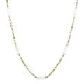 1,5mm minimalistische Titanstahl-Perlenkette mit weißen Emaille-Zylindern - Goldkette Weiße Perle (KN232240-Z) / 45cm