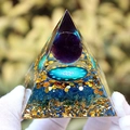 6cm Aquarius Orgone Pyramid with purple sphere and blue quartz stones decor - XQK02 Aquarius