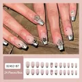 Silver mirror and purple gradient press-on nails with metal stars and rhinestones - Jelly Glue Type / DZ452-B7 Silver Edge Star