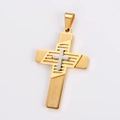Macro detail of two-tone gold and silver cross pendant with geometric textured relief - Large (Without Chain) / Two-tone (Gold & Silver)