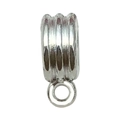 Silver alloy slide bail bead with vertical stripes and loop for jewelry making - Bright Silver Connector 12x5mm (Hole 5mm)