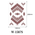 Waterproof henna lace temporary tattoo in brown floral pattern, model W-1587S, 148x208mm size - Deep Reddish Brown Henna Style (W-1587S)