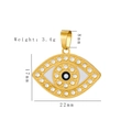 Goldener Evil-Eye-Anhänger mit weißem Emaille und Kristallen auf weißem Hintergrund - HD-50 Augenform (22mm)