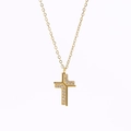 Élégant collier double croix dorée orné de zircons avec une fine chaîne raffinée - Or N0022