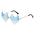 Rimless heart sunglasses with devil horns in blue and yellow gradient lenses - Blue Yellow Gradient