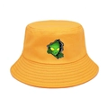 Cappello a secchiello in cotone giallo con ricamo alieno per protezione solare - M(56-58cm) / Giallo