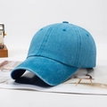 Vintage blue washed denim baseball cap with a retro look for casual outdoor sun protection - Lake Blue
