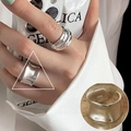 Minimalist S925 silver ring featuring wide irregular lava texture and multilayered design - Lava Texture Wide Band