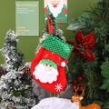 Calza natalizia con applicazione Babbo Natale e bordo di paillettes verdi nel set - Stile Paillettes Piccole Babbo Natale (E1-1)