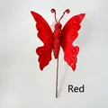 Sparkling red Christmas butterfly pick with gold glitter finish and wire antennas - THF14 Single Layer Gold Foil / Red