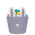 Grey cotton rope woven basket with rabbit ears design for Easter gift storage - Without Handle / Gray