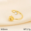 Bague patte de chat dorée avec motif fleur et zircone, largeur 8mm, poids de 1,7g - Style C Fleur Creuse avec Zircon Unique (KR103468-GC)