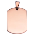 Macro detail of polished rose gold stainless steel dog tag pendant on white background - Rose Gold