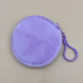 Round purple plush coin purse with matching plastic zipper and clip attachment - 8.5cm / Light Purple