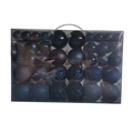 Blue Christmas bauble set in transparent box with matte and glitter finishes - 100pcs Pack / Dark Blue