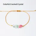 Pulsera tejida a mano con piedras de cuarzo crackle de colores y cordón dorado ajustable - Cristal Craquelado de Colores