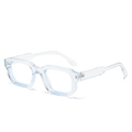 Retro light blue transparent square glasses frames with anti-blue light clear lenses - Clear