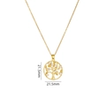 Gold plated stainless steel Tree of Life necklace featuring white zircon stones, 21.5mm size - Circle Tree of Life-Gold-White Zirconia-21.5mm