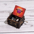 Halloween hand-cranked wooden music box with bat carvings and red Happy Halloween lid - Hand-cranked Halloween B