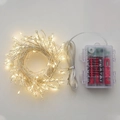 Catena luminosa 100 LED bianco caldo con filo di rame 3m, vano batterie e telecomando - Vano batteria / Filo d'argento