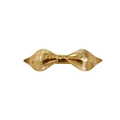 Detail of a minimalist gold metal bow hair clip showing textured stripes and polished finish - 1044-10 Bowknot