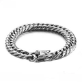 Bracciale da uomo a catena cubana in acciaio lucido, larghezza 11,5 mm e lunghezza 215 mm - Color Acciaio