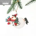 Addobbo natalizio pupazzo di neve in legno con sciarpa rossa 12x7,5 cm - Pupazzo di Neve Stile D (Con Albero di Natale)