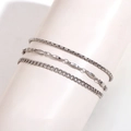 Three-piece silver stainless steel anklet set featuring snake, olive, and Cuban chains - Style 5 Anklet / Steel