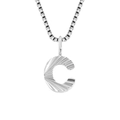 Stylish titanium steel box chain necklace with a textured letter C pendant in silver. - C-Steel Color