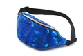 Marsupio olografico blu lucido con motivo geometrico a triangoli e cinturino nero - Blu