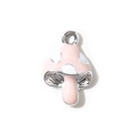 Rosa Pilz-Emaille-Anhänger mit silbernem Metallrand für DIY-Schmuckherstellung - Rosa Versilbert