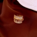 Gold plated square zircon open ring featuring micro-paved crystals on wide band - 50# Ring - Gold - Wide Pave Zircon