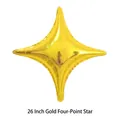 26 inch gold four-pointed star foil balloon for birthday and wedding party decoration - 26 Inch / Gold