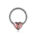Anneau de septum cœur 16G en acier inoxydable avec incrustation opale marbrée - 1.2x8mm / Cœur (Pierre Texture Marbre)