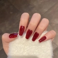 Lange Ballerina-Kunstnägel in tiefem Kirschrot mit glänzendem Hochglanz-Finish - Kirschrot (AW531)