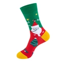Christmas socks with Santa Claus and Ho Ho Ho text in festive red and green colors - One Size / 209-Red Green Yellow Santa