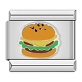 Link per bracciale italiano con design a hamburger in smalto colorato e acciaio inossidabile - Hamburger C0872