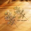 Artificial 22cm green pine branch with artificial snow for Christmas DIY decor - Snow-covered PE Plastic Leaf N (Set of 2)