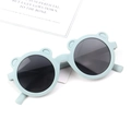 Kids round polar bear sunglasses in light mint green color with dark grey lenses - Matte Bear - Blue Gray