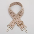 Ethnic bohemian wide shoulder strap with pink and brown geometric diamond embroidery - No. 494 Silver Hook